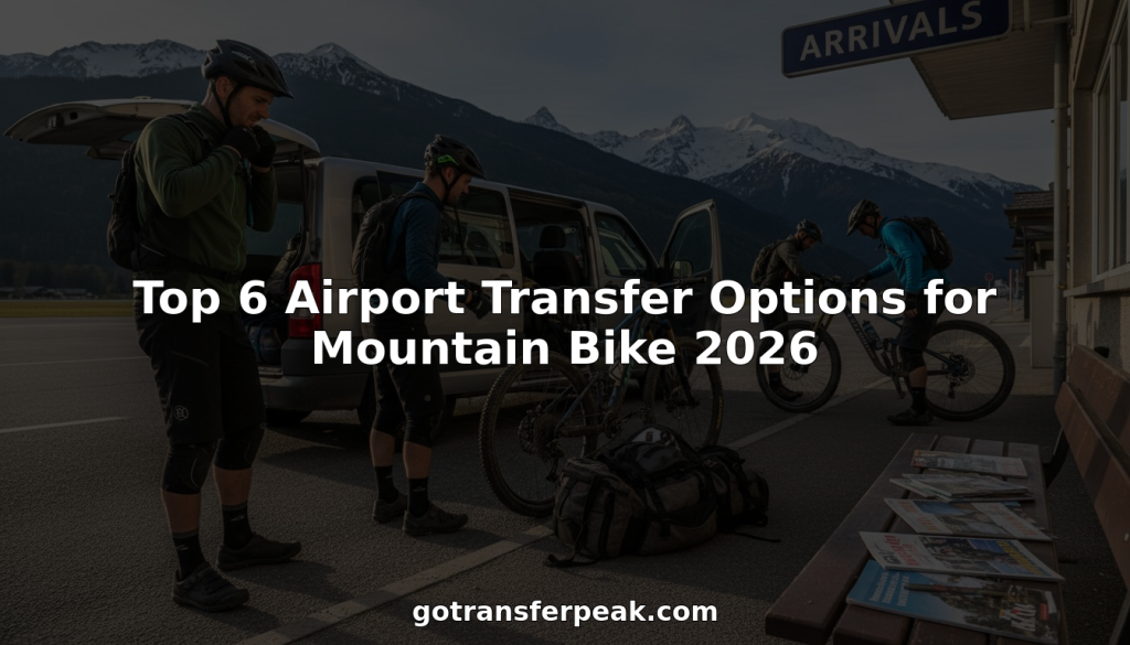 Bikers unloading bicycles outside Alpine airport van