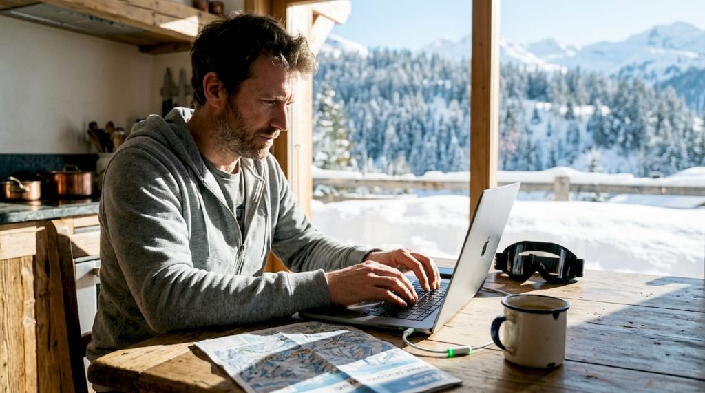 Man booking Alpine private transfer online