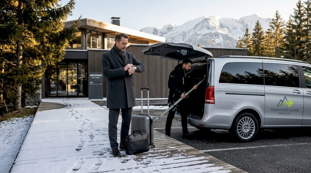 Service de transfert de bagages pour voyageurs d’affaires en station de montagne